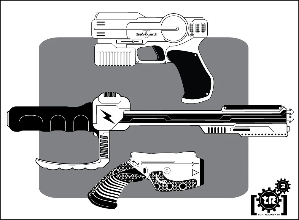 Lethal company guns. Shadowrun оружие. Тайзер многозарядный схема. Электрошокер нарисованный.