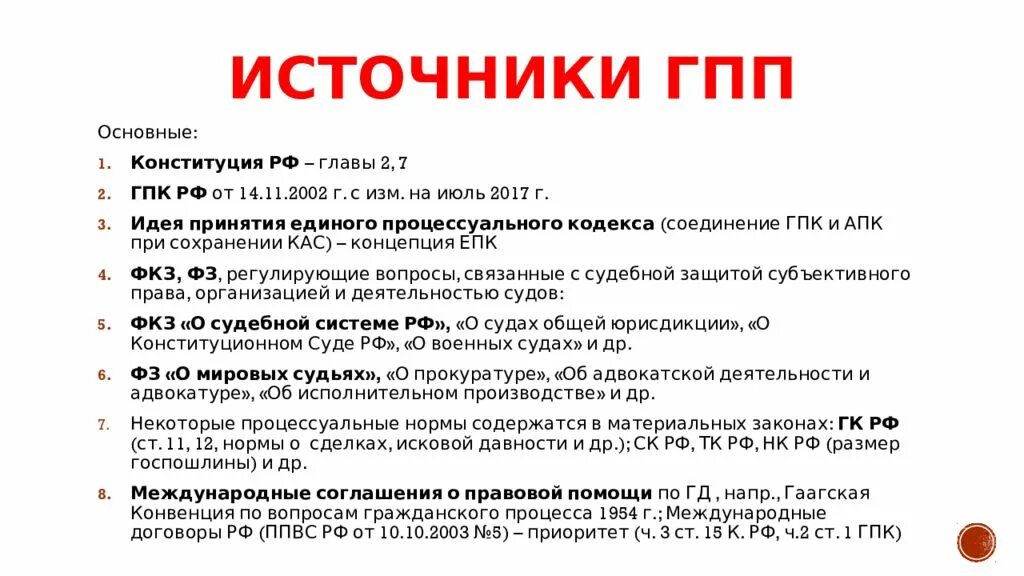 Передача дела гпк. Гражданско-процессуальное право источники. Источники гражданского процесса. Источники ГПК РФ.