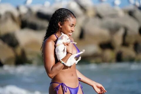 Ariane Andrew in Purple Bikini 2020-07 GotCeleb. 