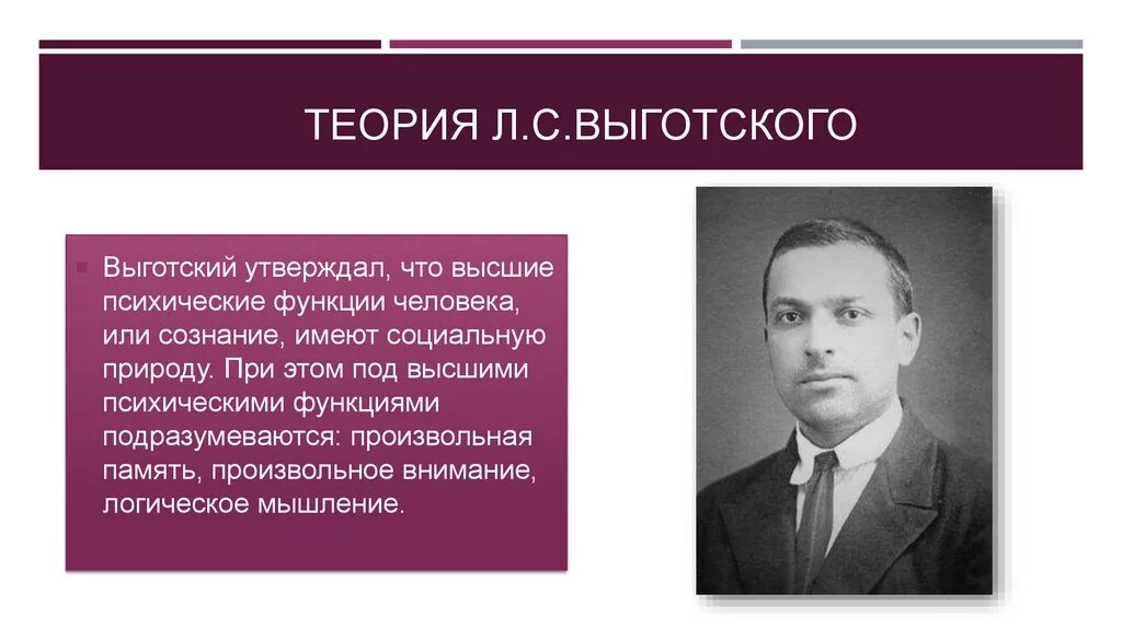 Выготский развитие есть. Теория л с Выготского. Теория внимания л.с. Выготского. Выготский Лев Семенович интериоризация. Концепция Выготского.