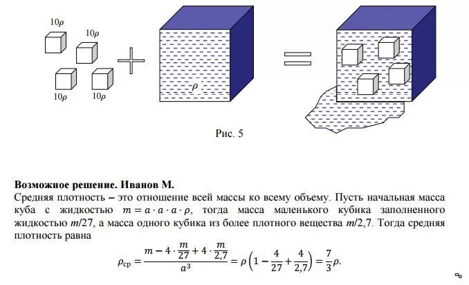 Чему равна плотность куба