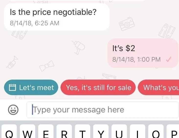 Type your message here. Negotiate the Price. Your Type. Me your. Type your message