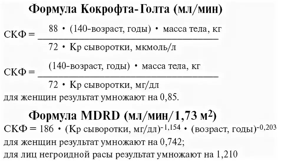 Креатинин по кокрофту голту