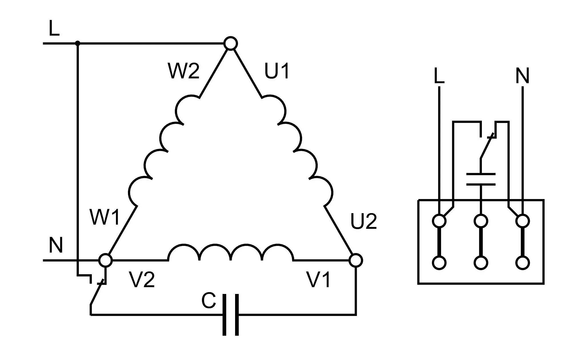 Схема подключения однофазного двигателя с конденсатором на 220 в. Треугольник схема подключения трехфазного двигателя. Схема треугольник электродвигателя. Соединение обмоток асинхронного двигателя.