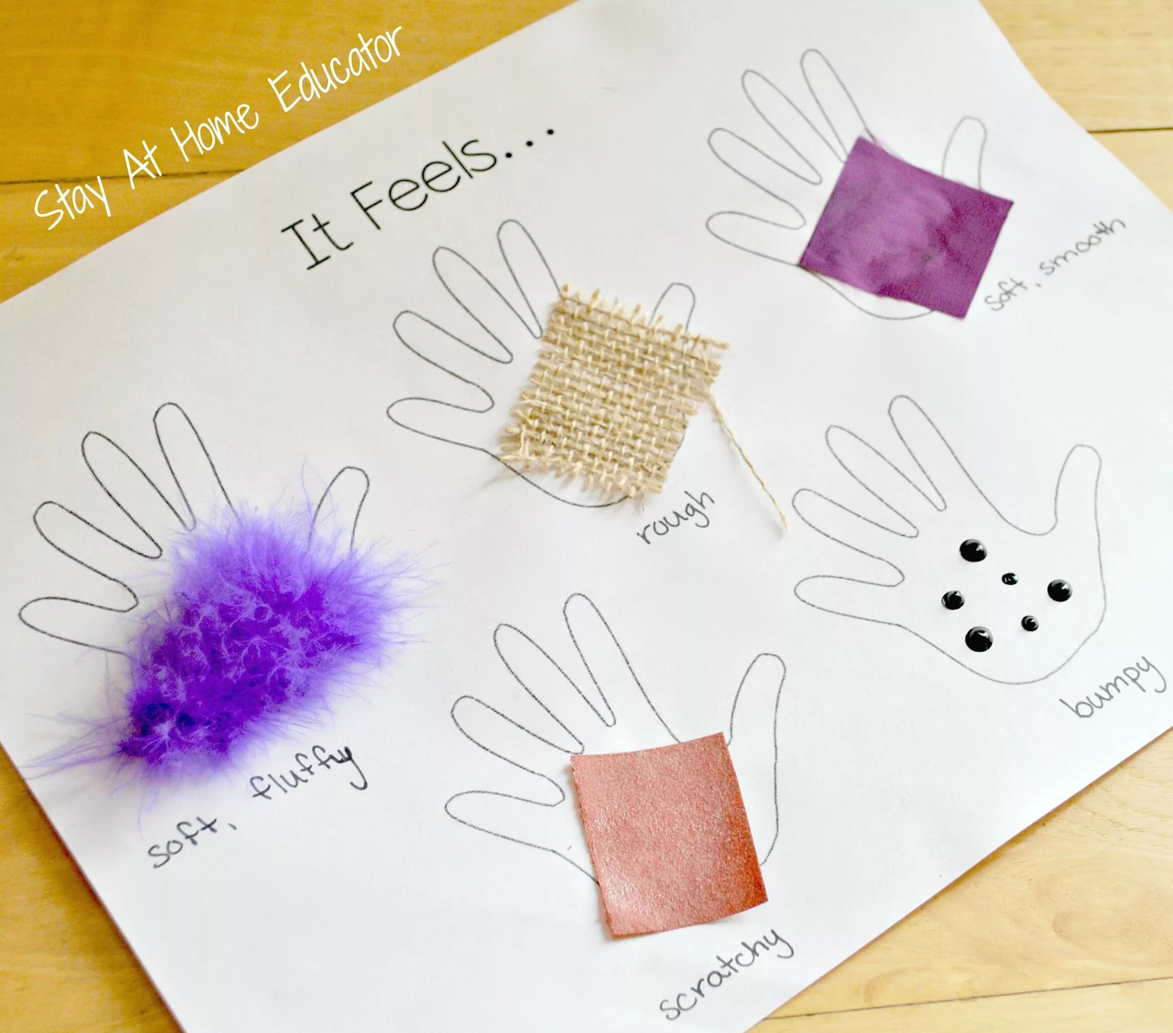 Touch Craft for Kids. 5 Senses Craft for Kids. Preschool Crafts for Kids. Sense of Touch for Kids.