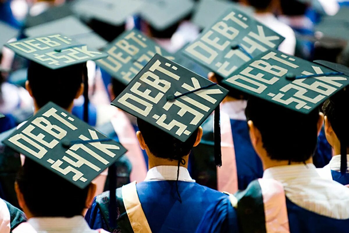 Student debt. Student loan debt. Student loan crisis. Student loan debt in USA. Student loan