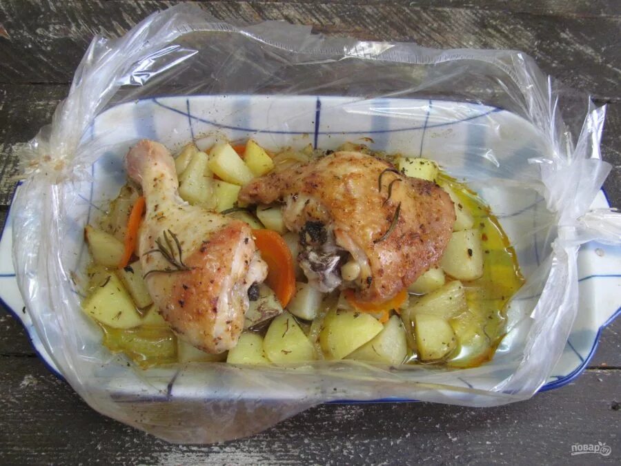 Рецепт курицы с картошкой в пакете