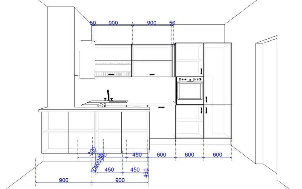 Высота фартука от столешницы. Высота кухонной столешницы стандарт. Высота столешницы на кухне от пола. Чертеж верхних шкафов кухни вид сбоку. Угловая кухня с барной стойкой чертеж.