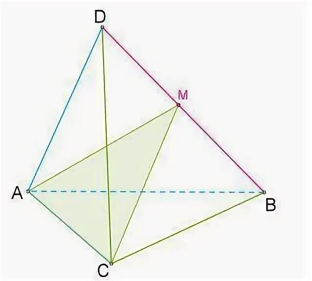 Тетраэдр DABC рисунок. Перекрестный медианный tetraedr. В тетраэдре DABC АС 12 DB 9. На ребрах ДБ И ДС тетраэдра соответственно расположены точки.