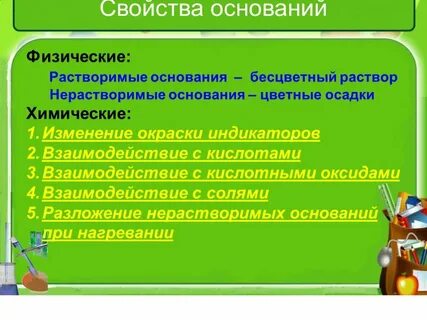 Свойства основ