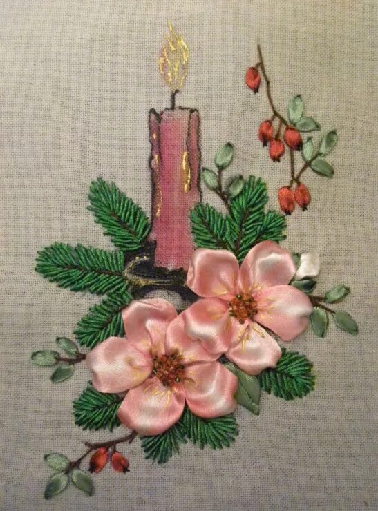 вышивка лентами рождество. вышивка лентами новогодняя тематика. вышивка лентами рождественский венок. новогодняя вышивка гладью. рождественская вышивка лентами.
