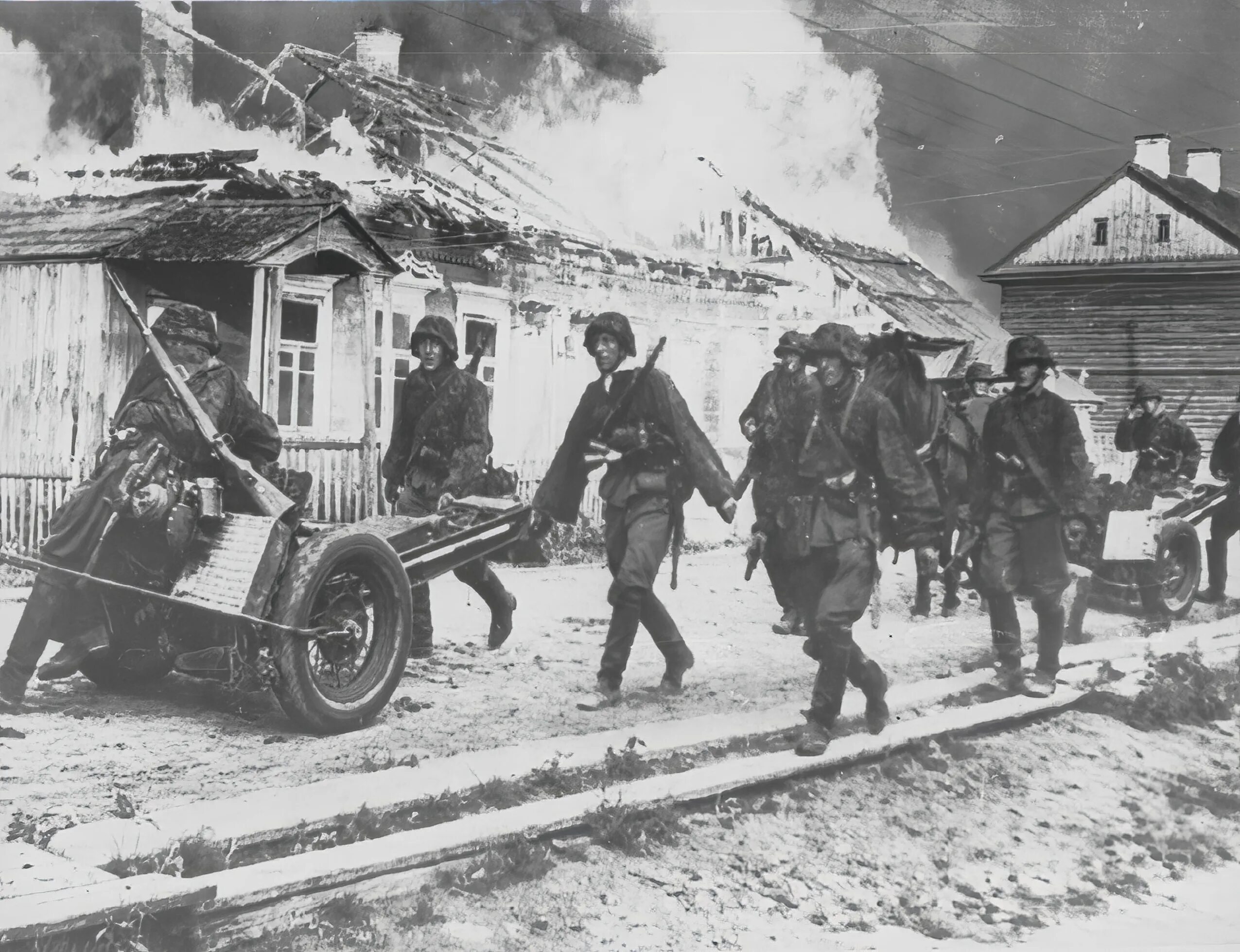 Сс восток. Немецкие войска 1941 в деревне. Ваффен СС 1941.
