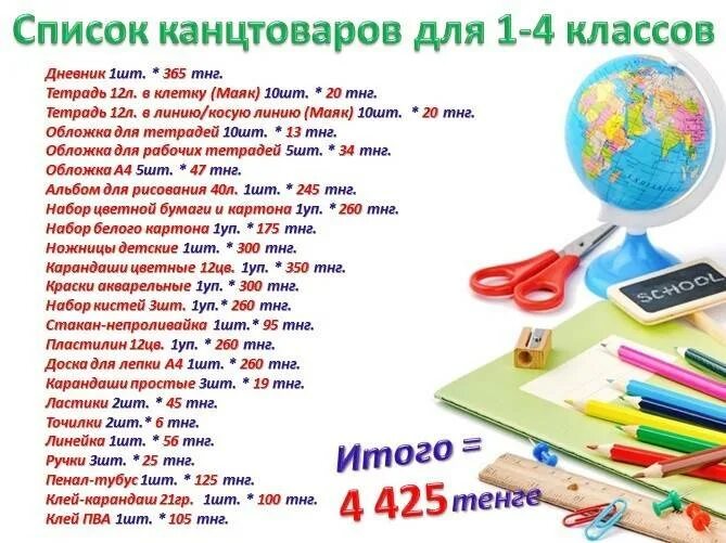 Что нужно купить в 5. Сипос канцелярии для школы. Канцелярские принадлежности список. Список для школы канцеляри. Список для школа концылярии.