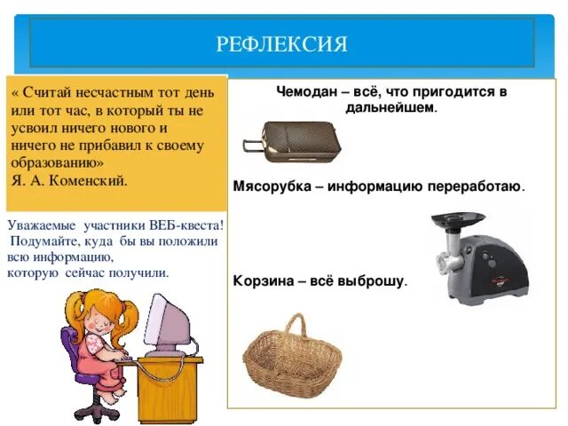 Мясорубка чемодан корзина. Рефлексия чемодан мясорубка корзина. рефлексия чемодан мясорубка. прием рефлексии чемодан мясорубка корзина. кейс рефлексии.