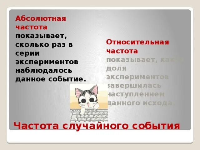 Абсолютная и Относительная частота. Абсолютная частотность. Абсолютная частота случайного события это. Абсолютная частота и Относительная частота.