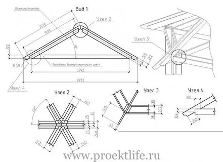 Крыша на беседку чертеж