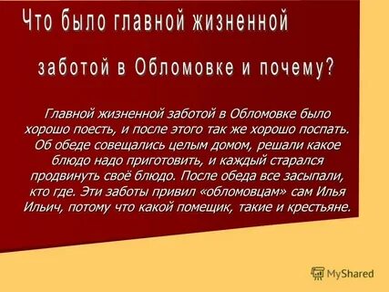 Главной заботой в обломовке была забота