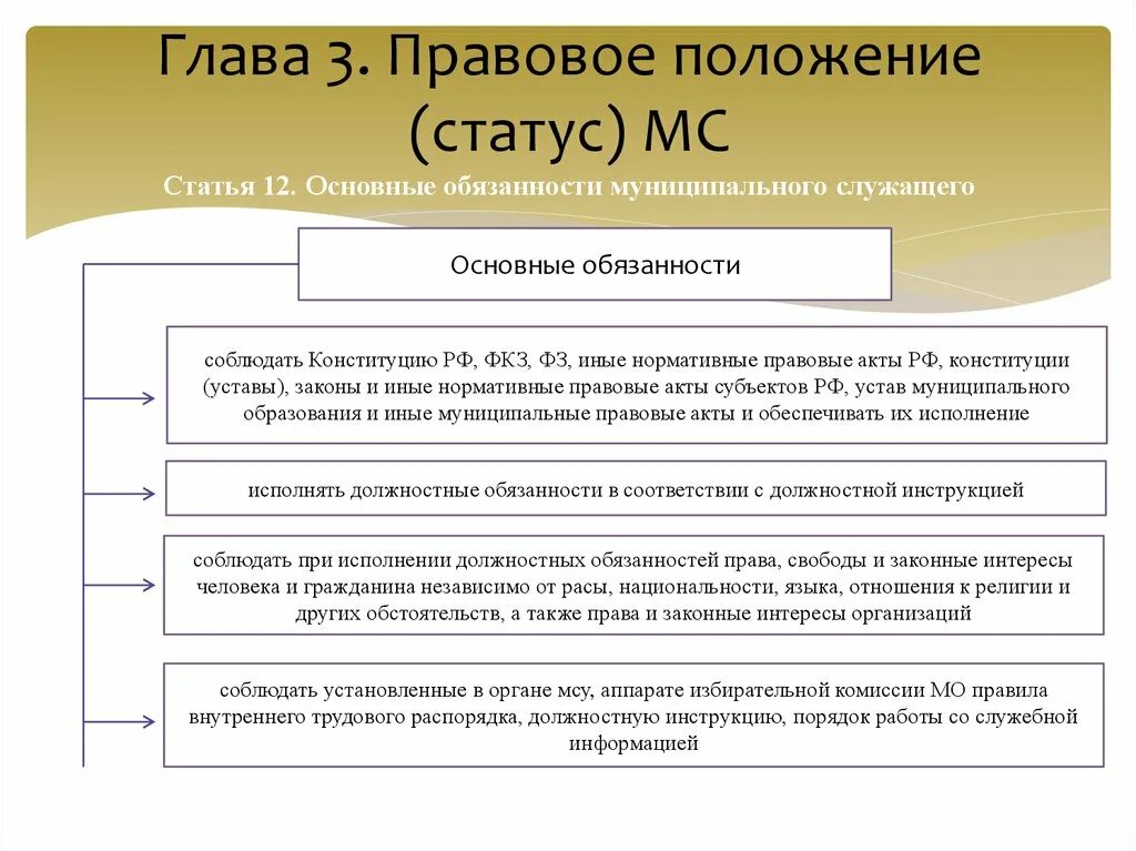 Иные федеральные законы а также. Правовое положение муниципального служащего. Правовой статус муниципальных служащих. Основные элементы правового статуса муниципального служащего. Статус муниципального служащего.