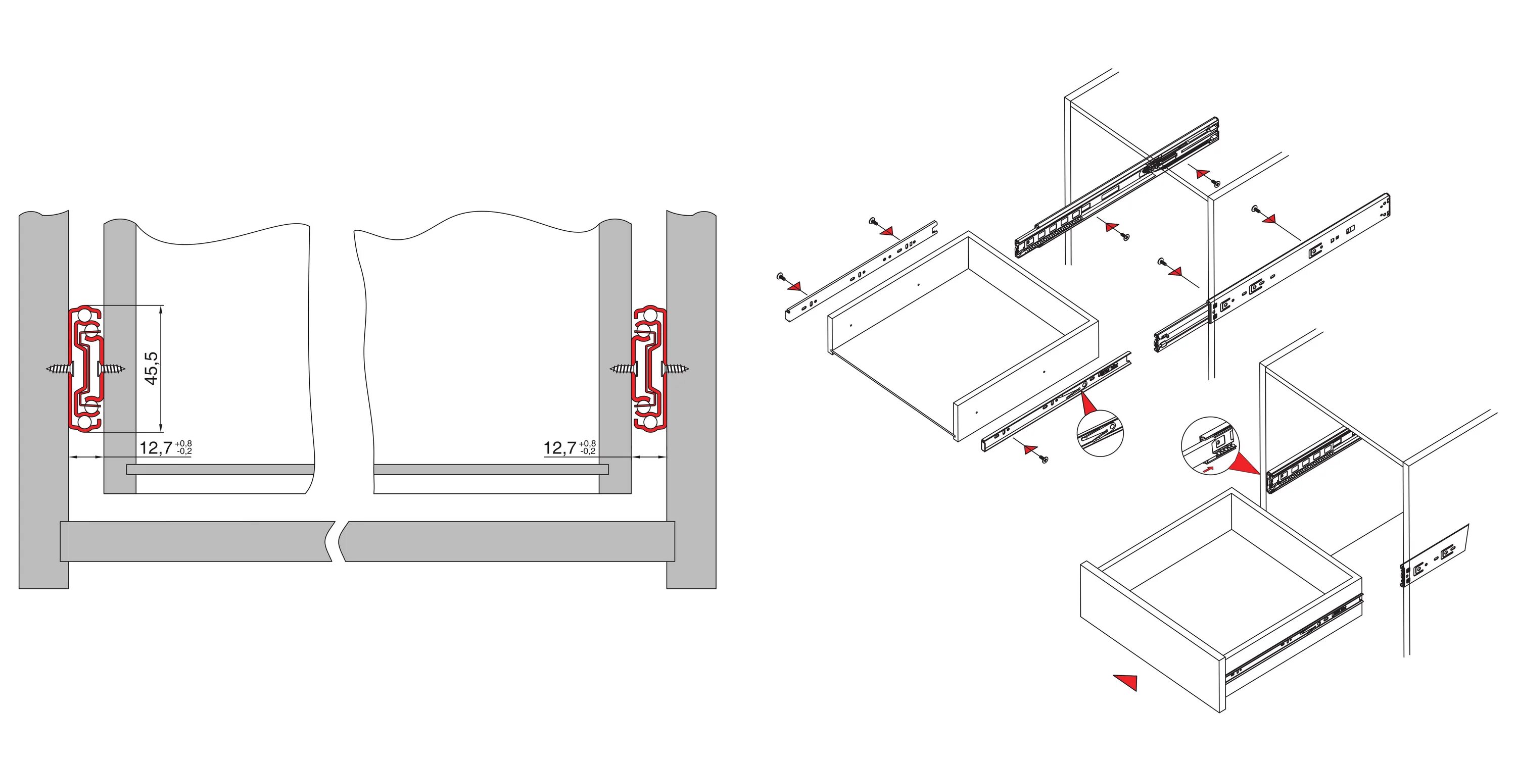 Шариковые направляющие для выдвижных ящиков db3501. Установка направляющих для выдвижных ящиков шариковые схема. Шариковые направляющие крепление снизу. Как установить шариковые направляющие для выдвижных ящиков. Направляющие для ящиков шариковые установка своими руками