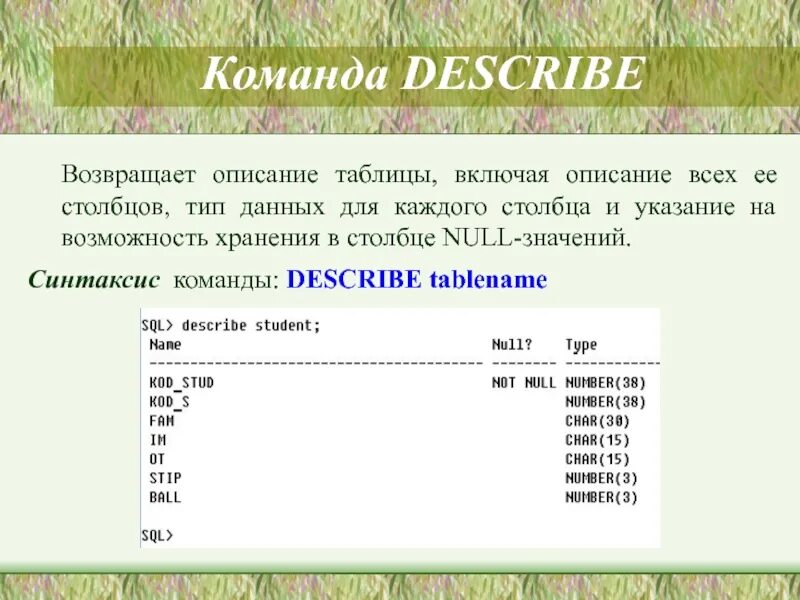 Столбец null