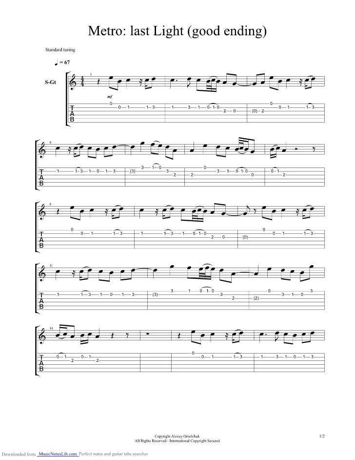 Ноты метро 2033 для гитары. Табы метро 2033 на гитаре. Metro 2033 Guitar Tabs. Табы метро 2033 last Light.