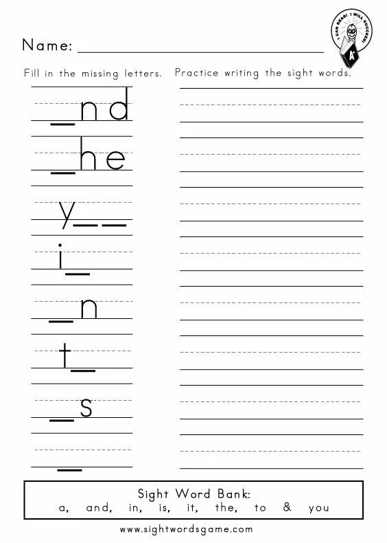 Write the missing letter read the words. Sight words writing. writing word. the practice of writing. handwriting words.