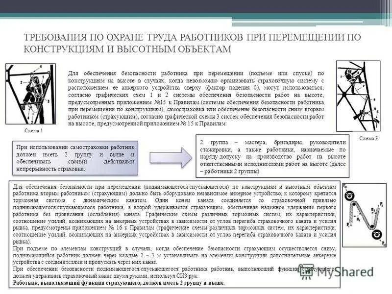 При использовании самостраховки работник должен иметь