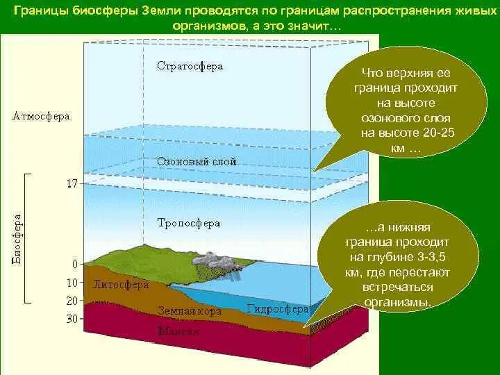 Биосфера границы биосферы. Верхняя и нижняя граница биосферы. Границы биосферы биология. Граница биосферы нижняя граница.