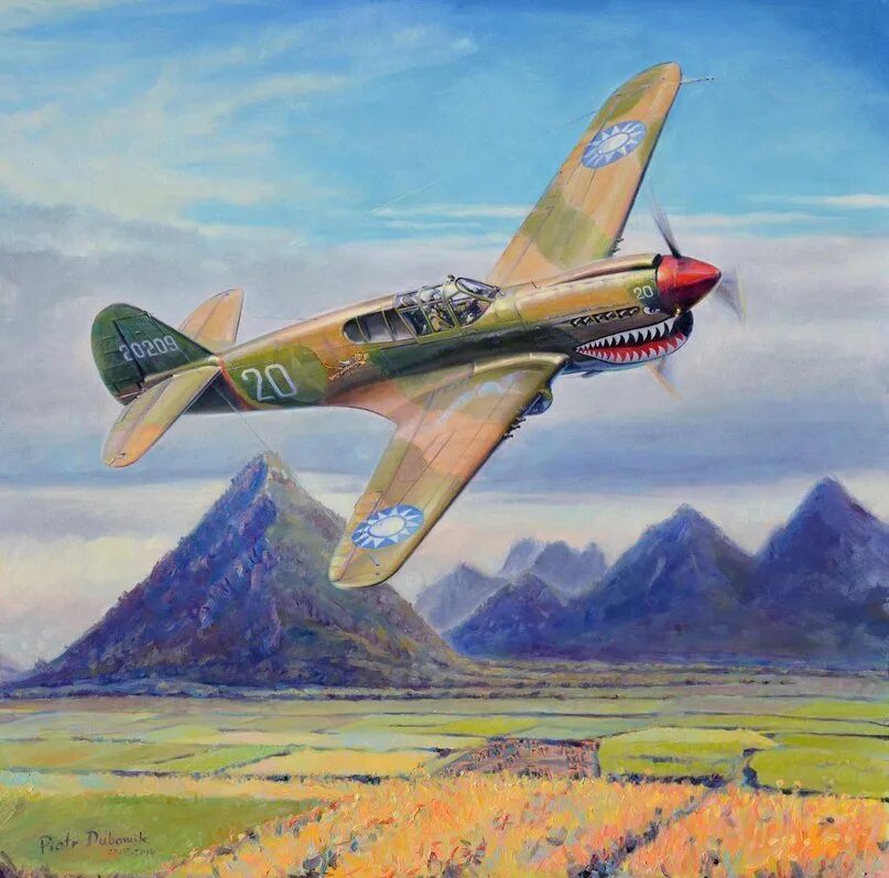 Самолет гуашью. P40e warhawk. авиация в живописи. самолет живопись. картины художников самолеты.