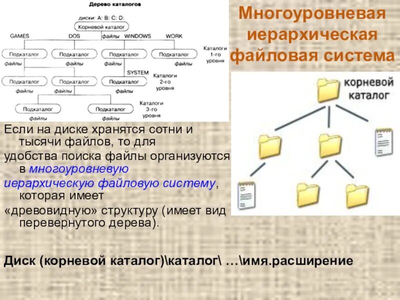 Работа с 2 каталогами. Многоуровневая файловая система. Иерархическая файловая структура. Многоуровневую иерархическую файловую структуру. Многоуровневая файловая структура.