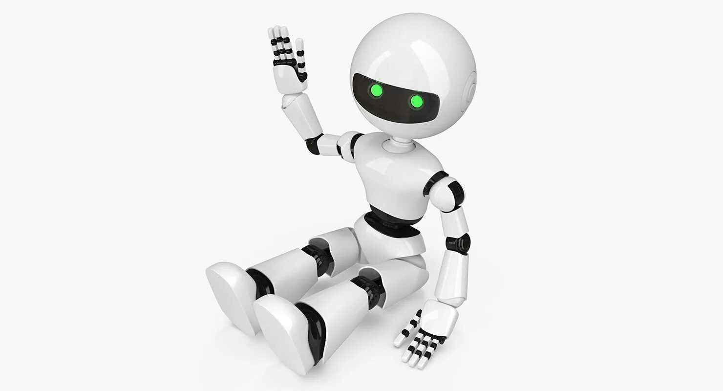 Белый робот. Робот на белом фоне. робототехника 3д. красивый робот на белом фоне.