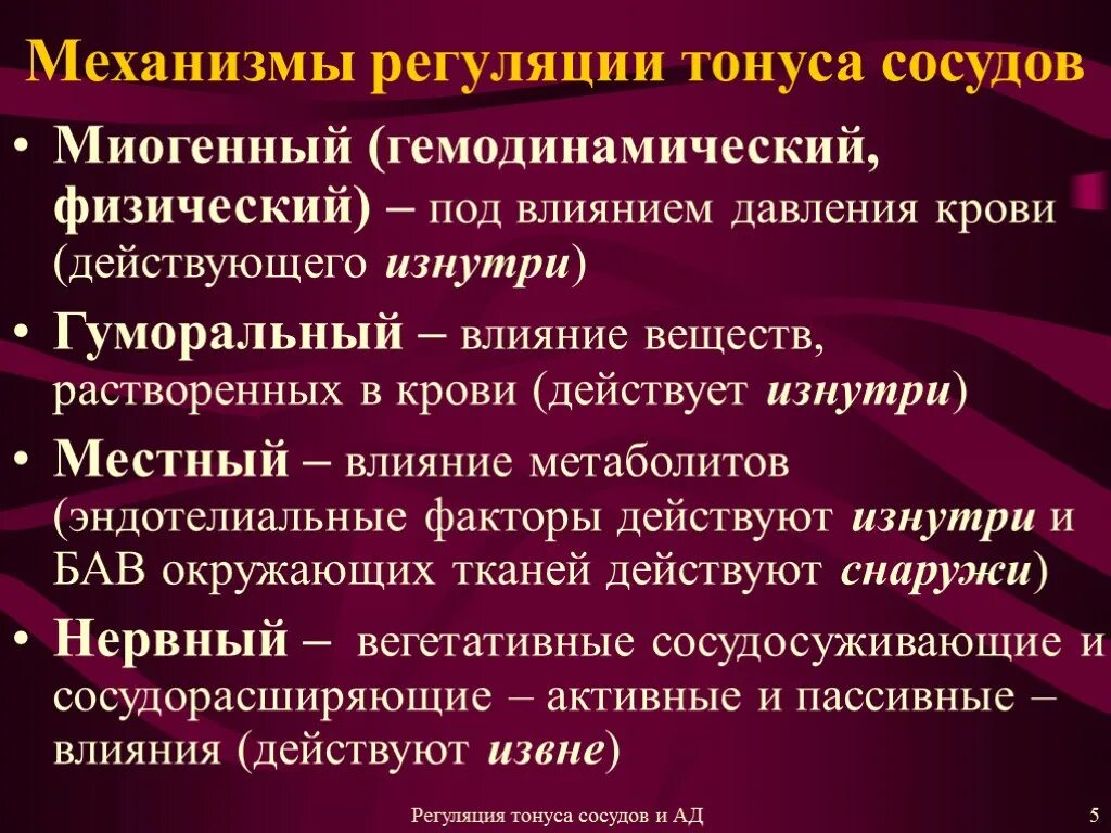 Регуляция тонуса сосудов. Механизмы регуляции тонуса сосудов. Нервный механизм регуляции тонуса сосудов. Физиологические механизмы регуляции тонуса сосудов. Вопросы гемодинамики