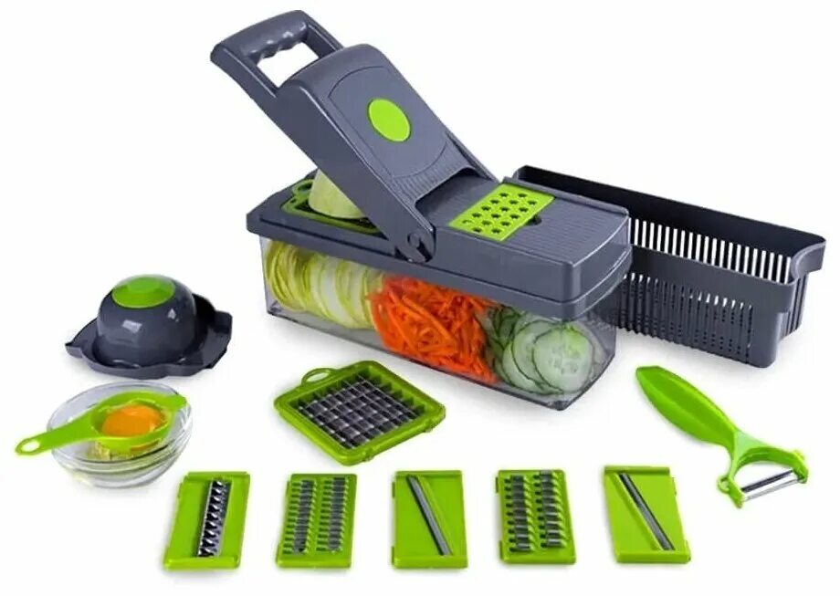 Многофункциональная терка для овощей. Овощерезка 14 в 1. Овощерезка Veggie Slicer 14 в 1. Овощерезка Veggie Slicer слайсер с контейнером 14 в 1. LEONORD овощерезка многофункциональная talentiert, 14 в 1 (с контейнером) [1/20].