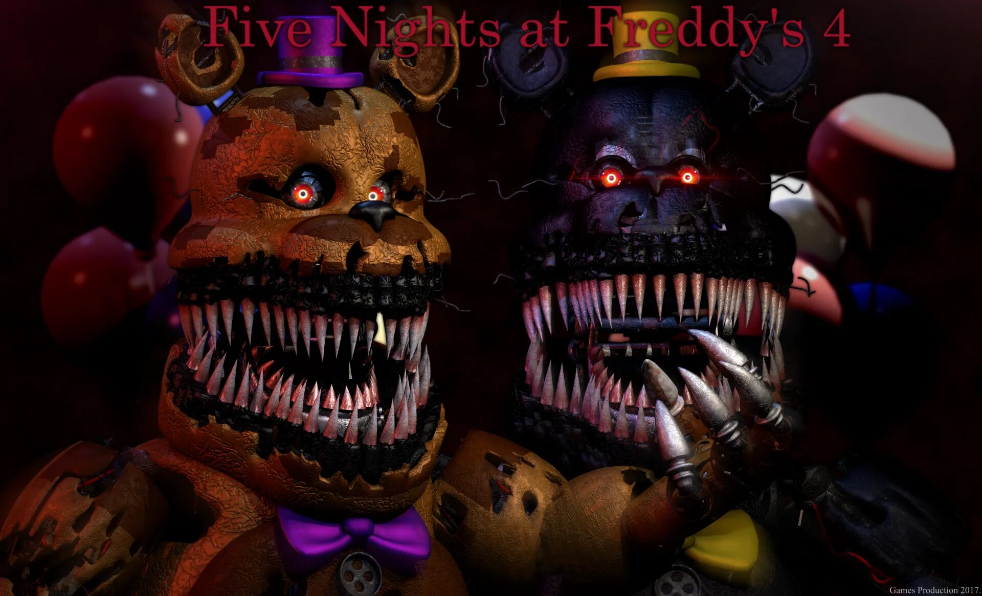 Фнаф 4 русская версия. Five Nights at Freddy's 4 кошмарный ФРЕДБЕР. Кошмарная марионетка и кошмарный ФРЕДБЕР.