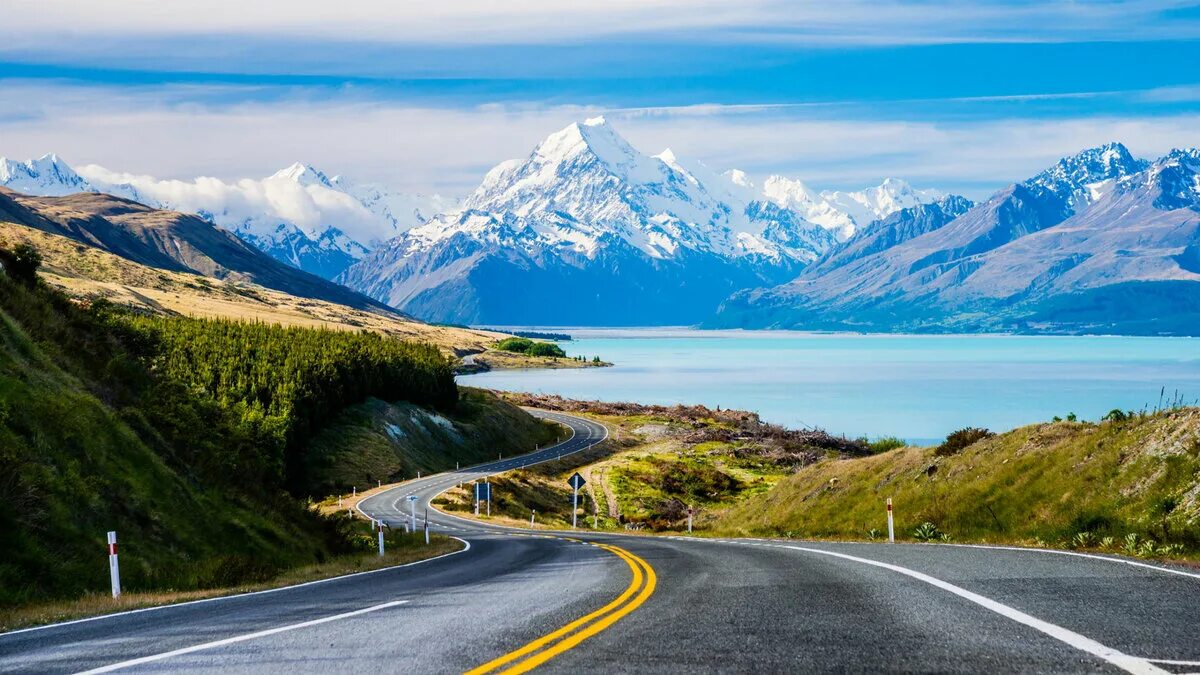 Маунт Кук новая Зеландия. Озеро пукаки в новой Зеландии. Гора Кука дорога новая Зеландия. Южные Альпы новая Зеландия.
