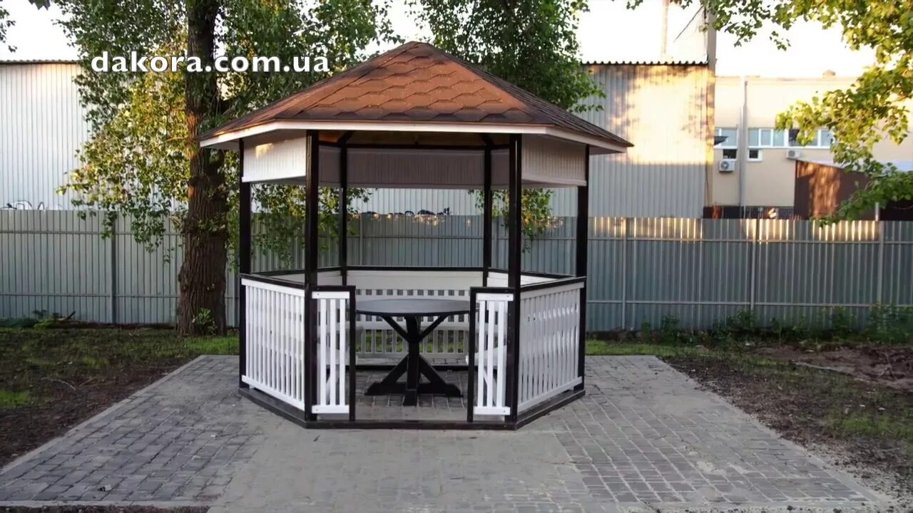 Беседка шестигранная металлическая - 50 красивых фото