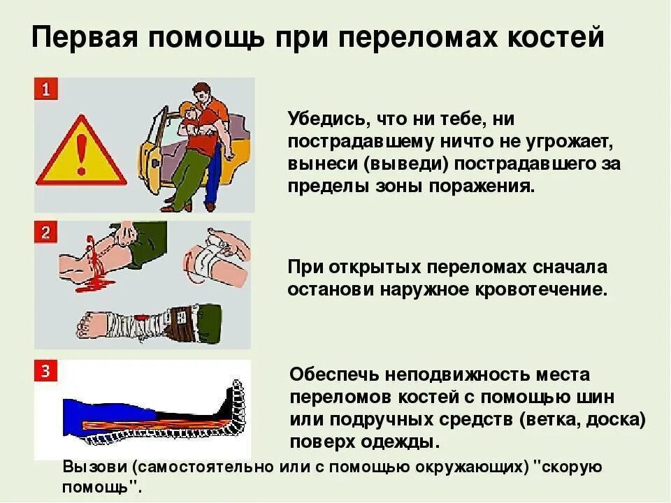 При открытом переломе следует. Порядок оказания ПМП при переломах. Действия по оказанию первой помощи при переломе костей конечностей. При оказании первой медицинской помощи при переломе. Алгоритм оказания ПМП при переломе открытом.