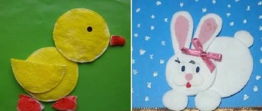 Поделки из ватных дисков 3. Аппликация из ватных дисков. зайчик из ватных дисков. аппликации из ватных дисков для малышей. поделка из ватных дисков своими руками для детей.