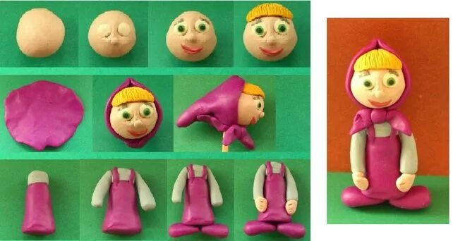 Лепка куклы 2 младшая группа. Лепка маша из мультфильма маша и медведь. слепить из пластилина машу из мультика маша и медведь. лепим сказочных героев из пластилина. лепить из пластилина машку.