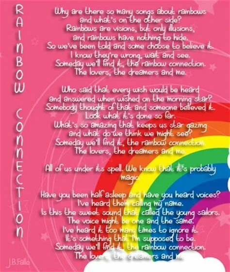 Песня over the rainbow. Песня Rainbow in the Sky. The Rainbow connection Lyrics. Rainbow Song.