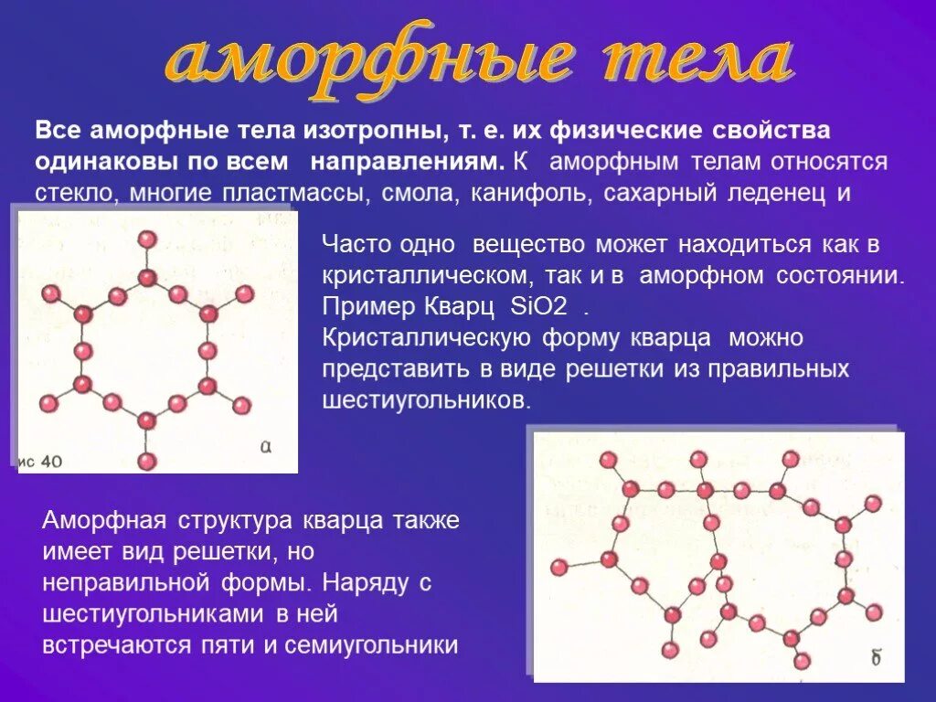 Кристаллическая решетка кварца sio2. Аморфные тела. Аморфные Твердые тела. Кристаллическое и аморфное состояние вещества. Свойства твердых тел аморфные