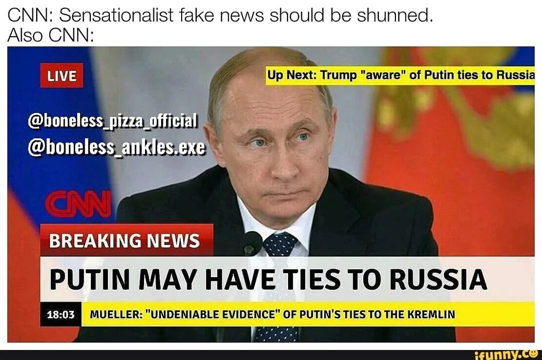 CNN Breaking News. CNN fake News. CNN meme. Russia is broken