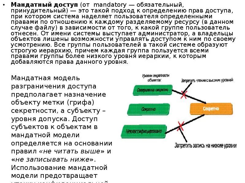 Уровни управления доступом. Мандатная система доступа. Мандатное управление доступом. Мандатная модель управления доступом. Мандатный принцип контроля доступа.