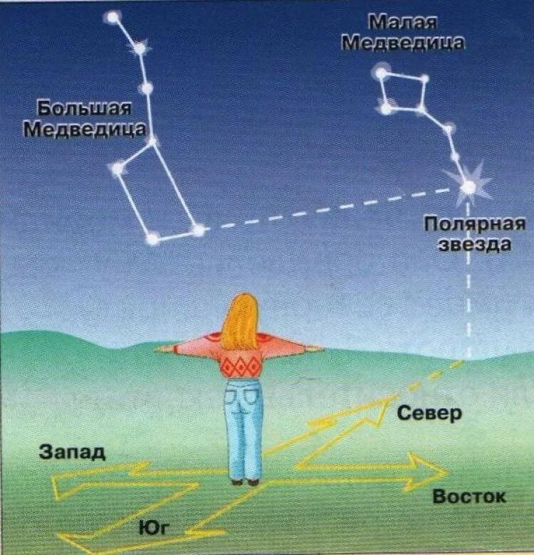 Можно ли с венеры разглядеть малую медведицу. Географии ориентирование по звездам Полярная звезда. Ориентирование по полярной звезде. Полярная звезда на небе.