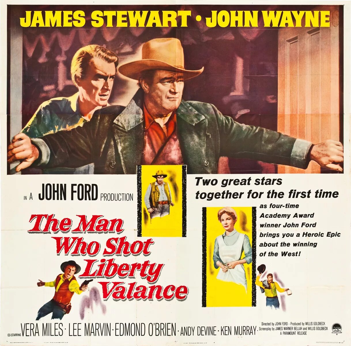 Человек застреливший вэланса. The man who shot liberty valance. john wayne poster. постеры к фильмам человек.