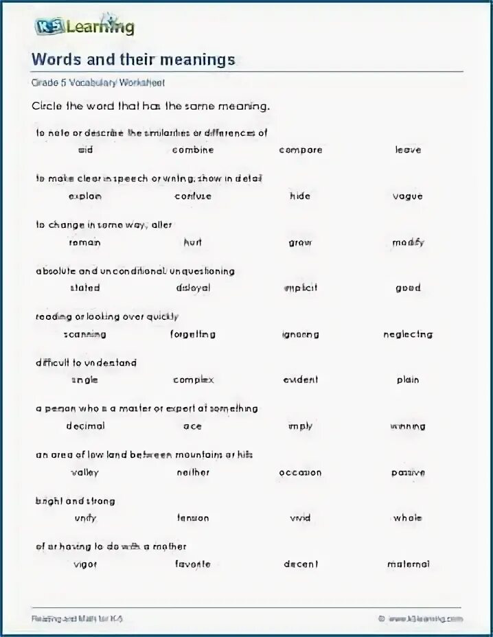 Words that have two meanings. Words meaning Worksheet.
