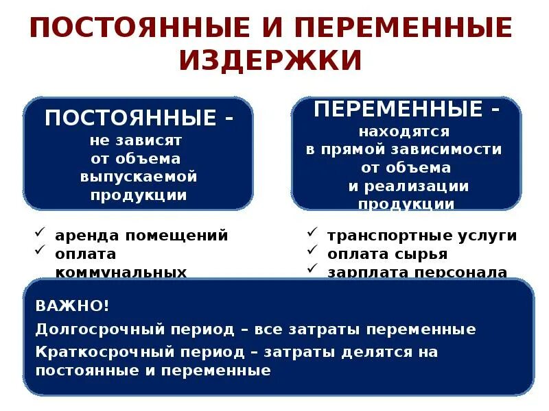 Издержки производства влияют. Постоянные затраты и переменные затраты примеры. Постоянные издержки и переменные издержки таблица. Затраты производства Общие постоянные переменные. Оборудование это постоянные или переменные затраты.