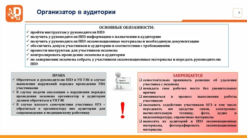 Кто из работников ппэ обращается. Инструктаж работников ППЭ. Руководитель ППЭ обязанности. Допуск в ППЭ участника ГИА. Организатор в аудитории ППЭ должен ознакомиться с:.