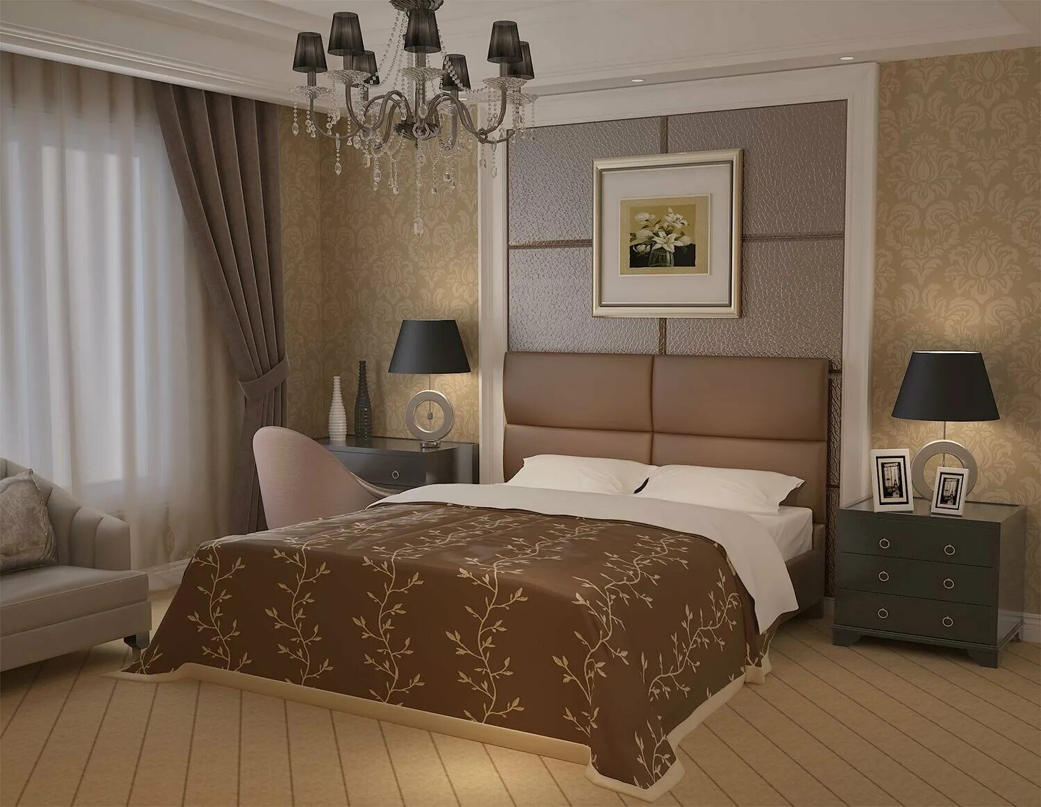 спальня в черно белых тонах. бело бирюзовая спальня. обои в спальню темные комбинированные. комбинированный спальни. обои с молдингом в спальне.