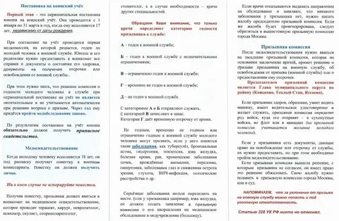 Список вещей призывника